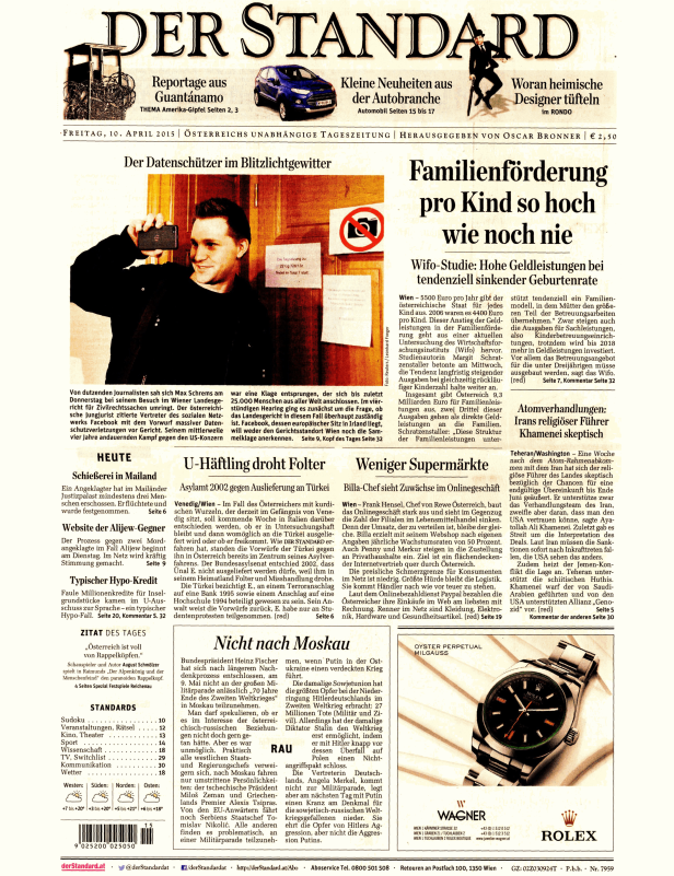 Titelseiten vom 10.04.2015