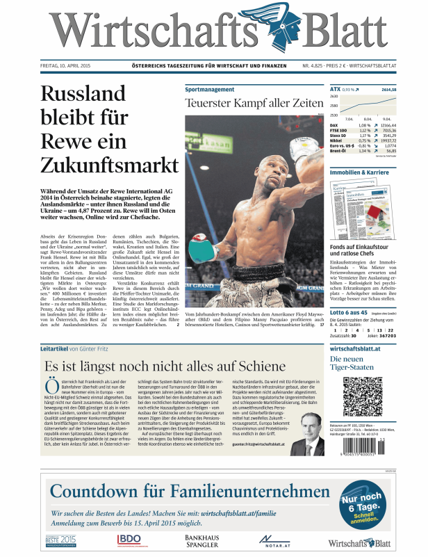 Titelseiten vom 10.04.2015