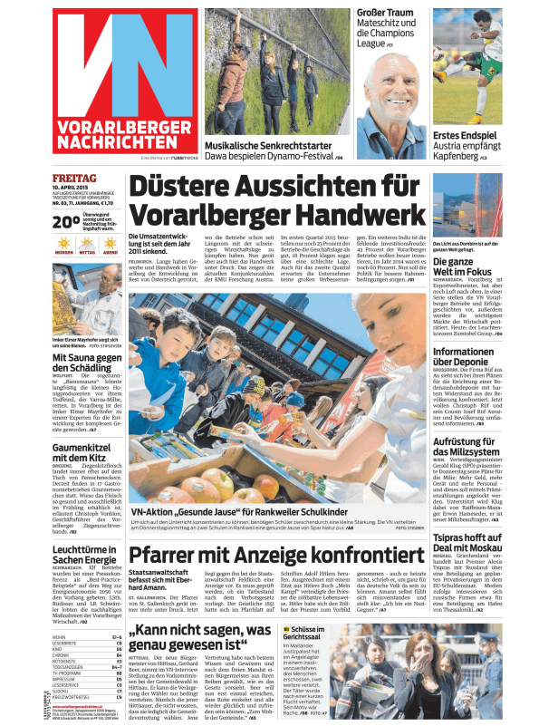 Titelseiten vom 10.04.2015