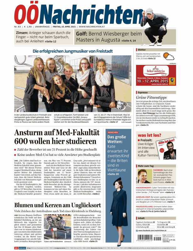 Titelseiten vom 10.04.2015