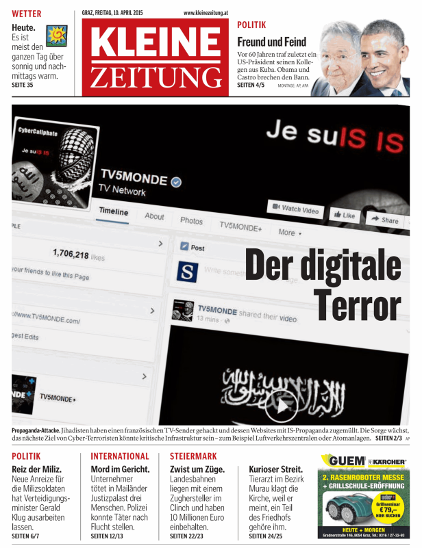 Titelseiten vom 10.04.2015