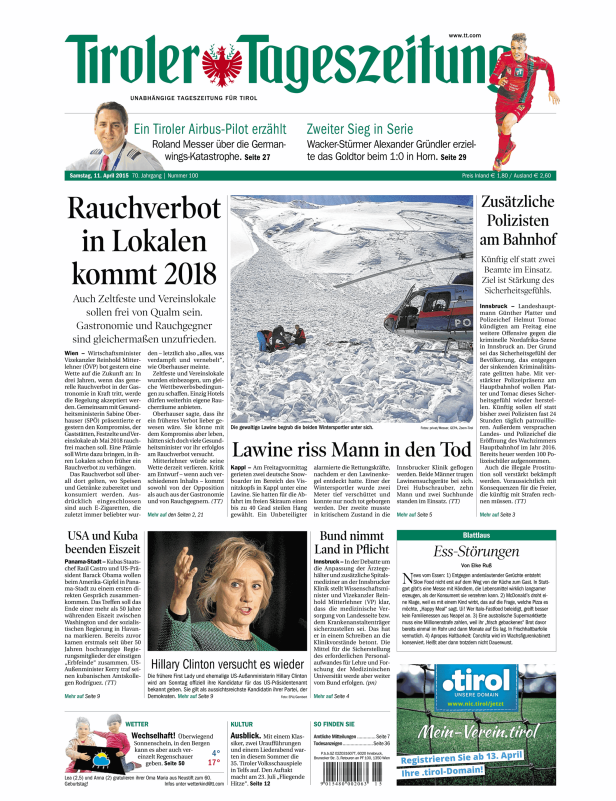 Titelseiten vom 11.04.2015