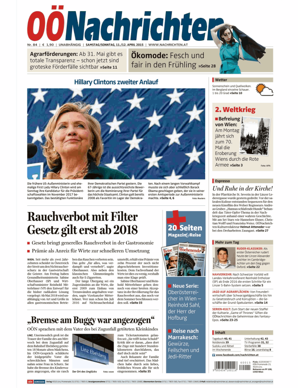 Titelseiten vom 11.04.2015