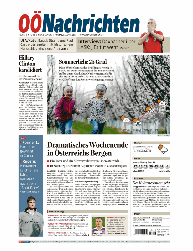 Titelseiten vom 13.04.2015