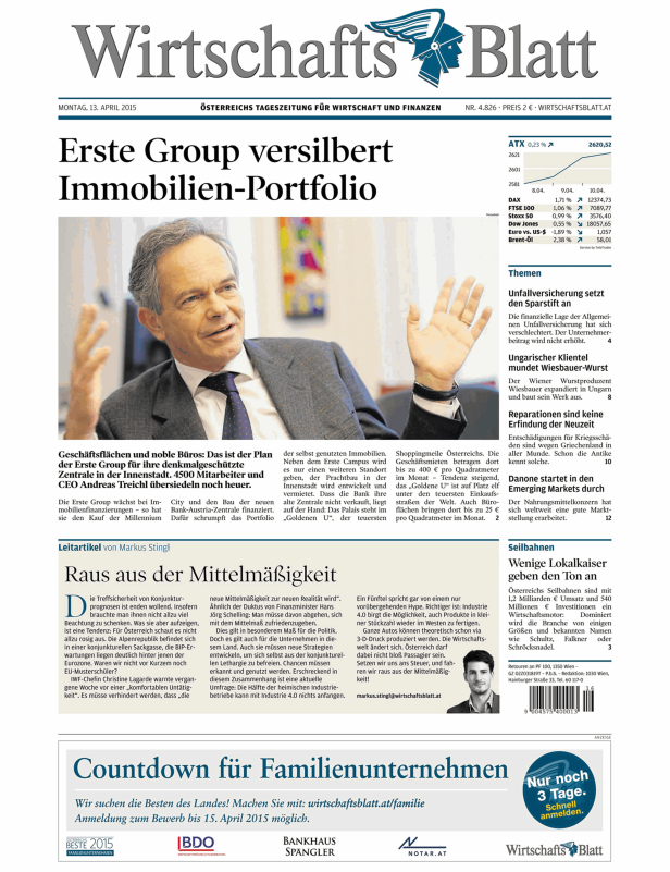 Titelseiten vom 13.04.2015