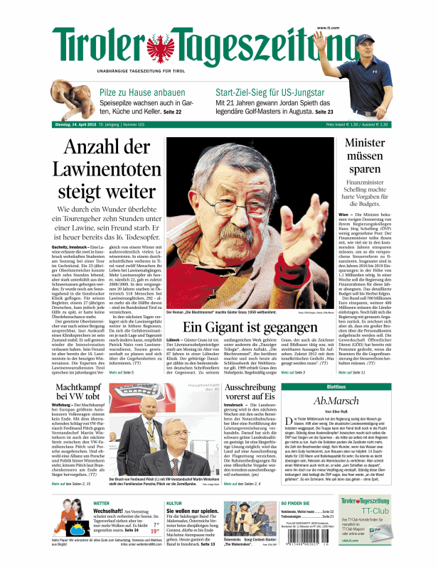 Titelseiten vom 14.04.2015