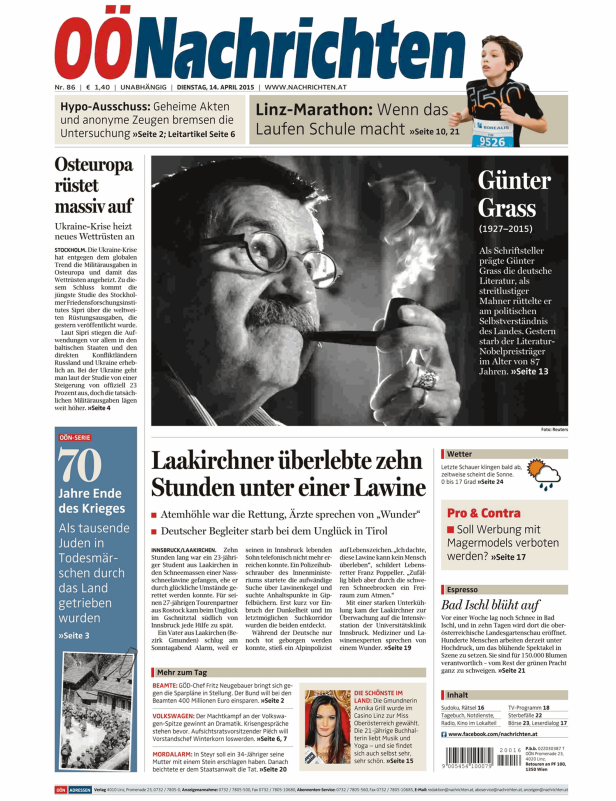 Titelseiten vom 14.04.2015