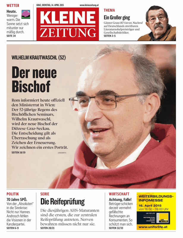 Titelseiten vom 14.04.2015