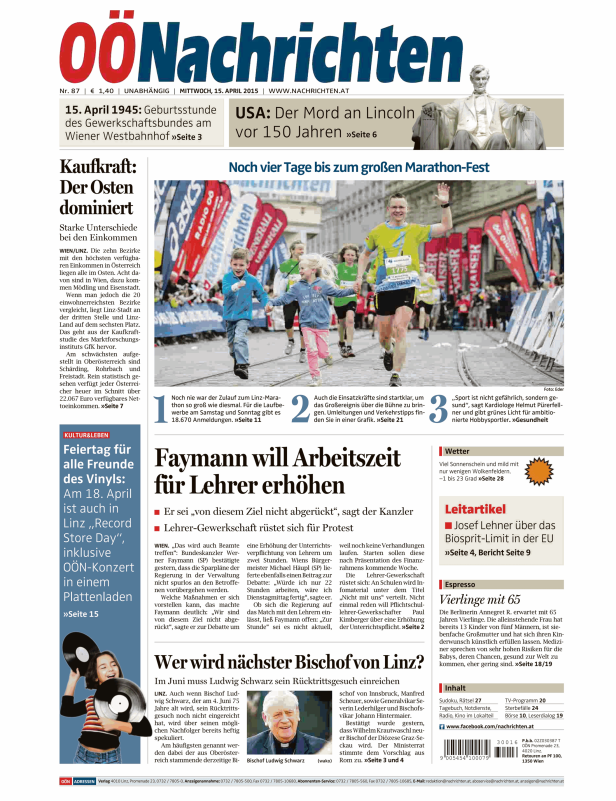 Titelseiten vom 15.04.2015
