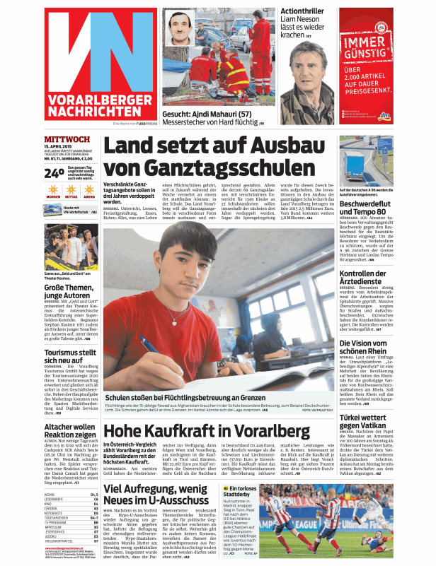 Titelseiten vom 15.04.2015