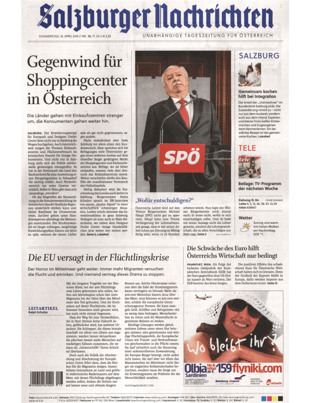 Titelseiten vom 16.04.2015