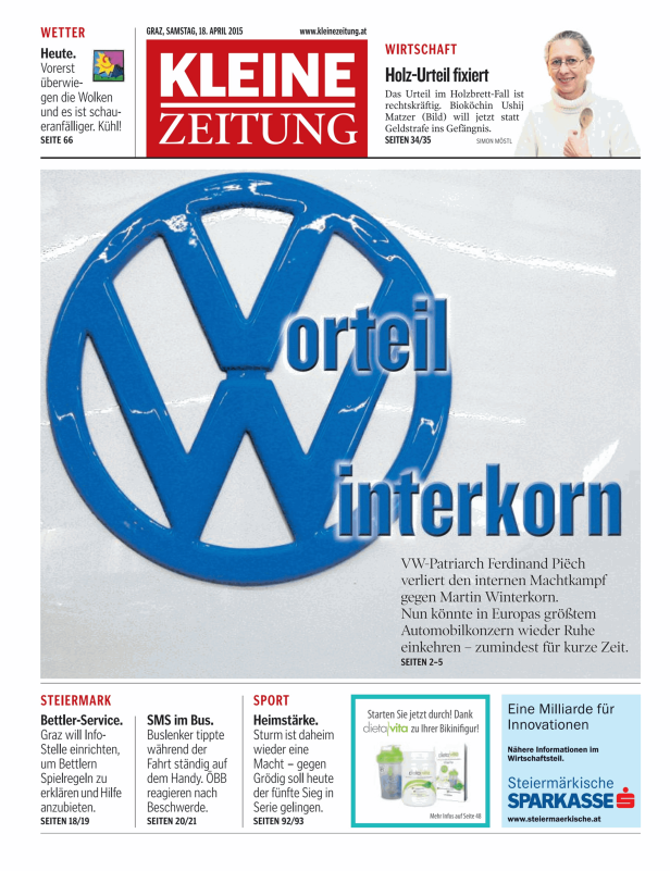 Titelseiten vom 18.04.2015