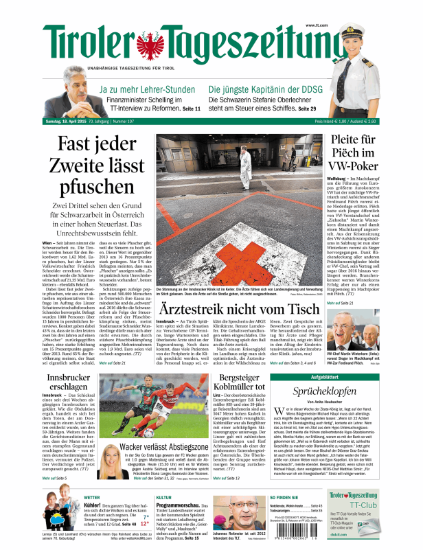 Titelseiten vom 18.04.2015
