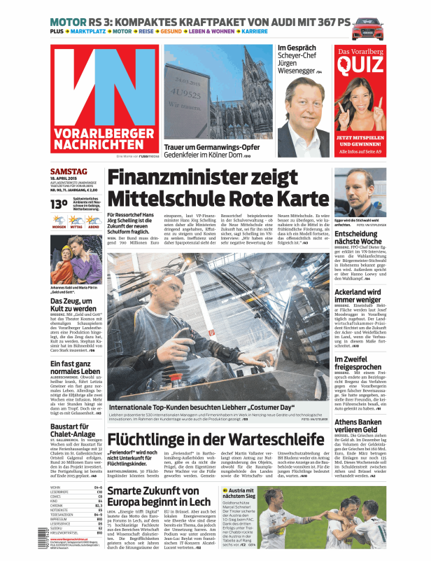 Titelseiten vom 18.04.2015