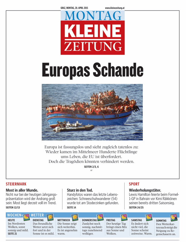 Titelseiten vom 20.04.2015
