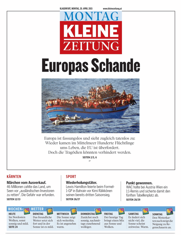 Titelseiten vom 20.04.2015