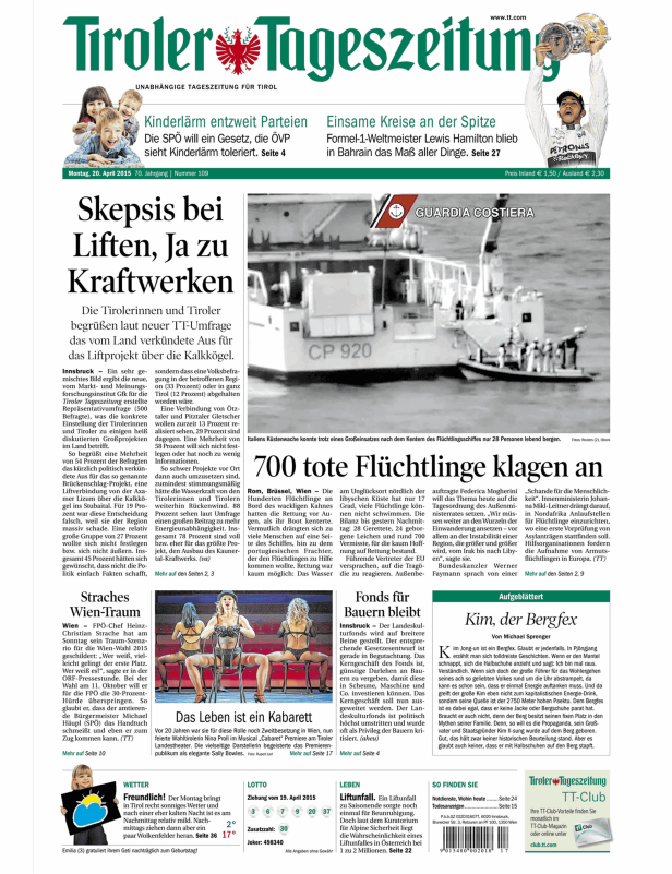 Titelseiten vom 20.04.2015
