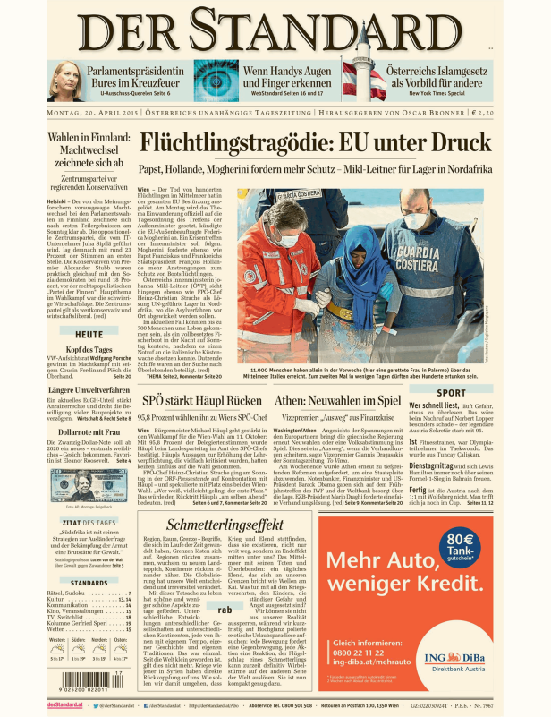 Titelseiten vom 20.04.2015
