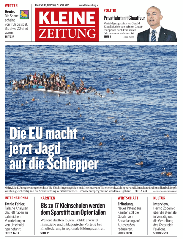 Titelseiten vom 21.04.2015