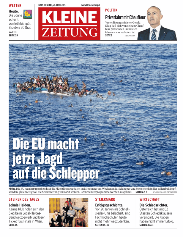 Titelseiten vom 21.04.2015