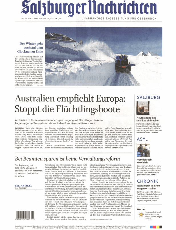 Titelseiten vom 22.04.2015