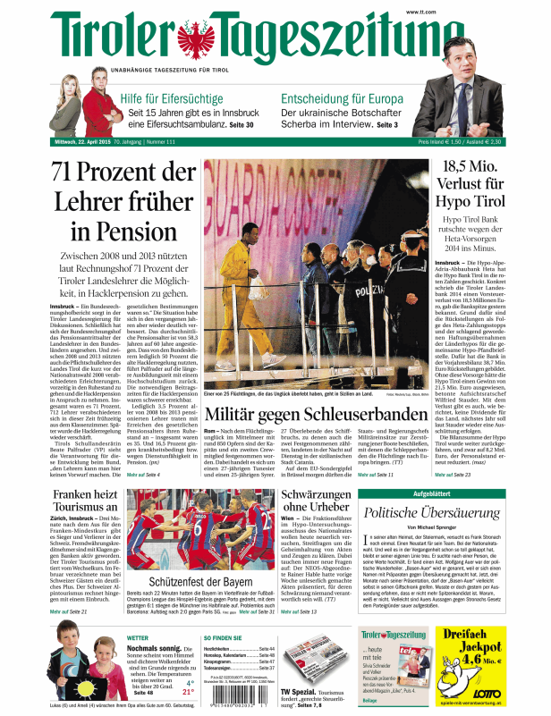 Titelseiten vom 22.04.2015