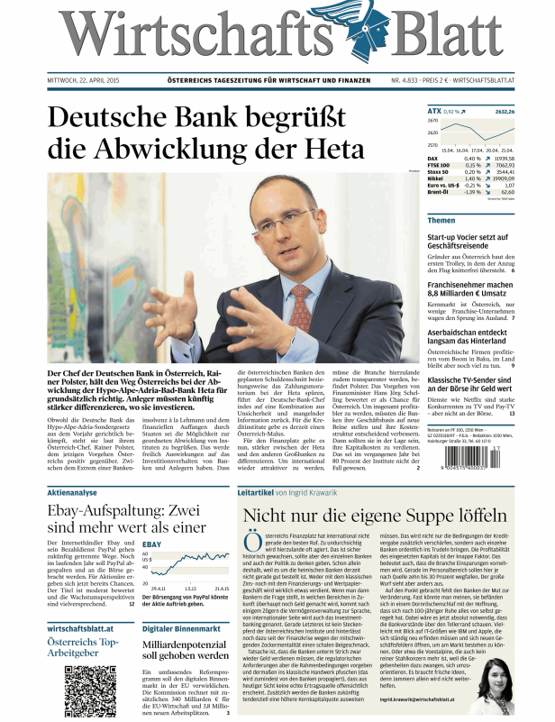 Titelseiten vom 22.04.2015