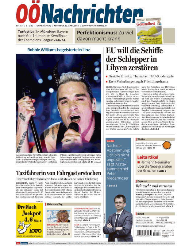 Titelseiten vom 22.04.2015