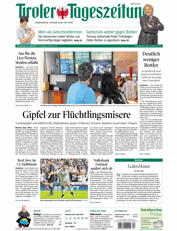 Titelseiten vom 23.04.2015