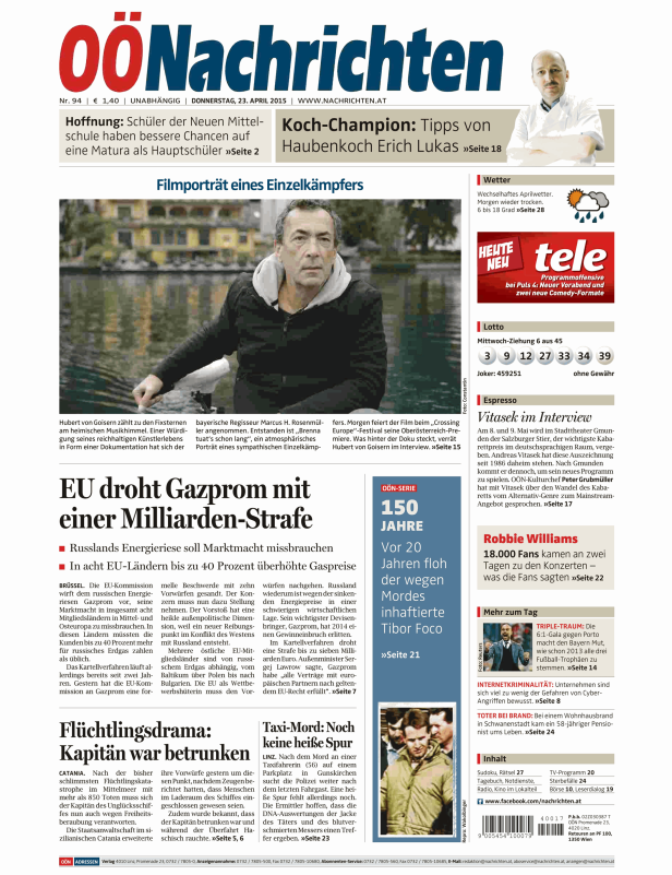 Titelseiten vom 23.04.2015