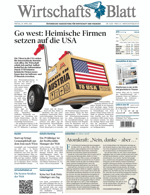 Titelseiten vom 24.04.2015