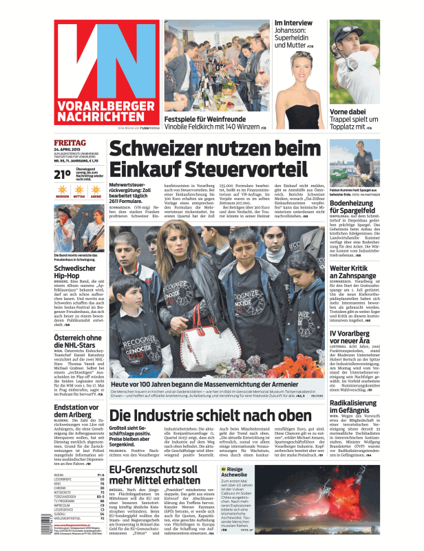 Titelseiten vom 24.04.2015