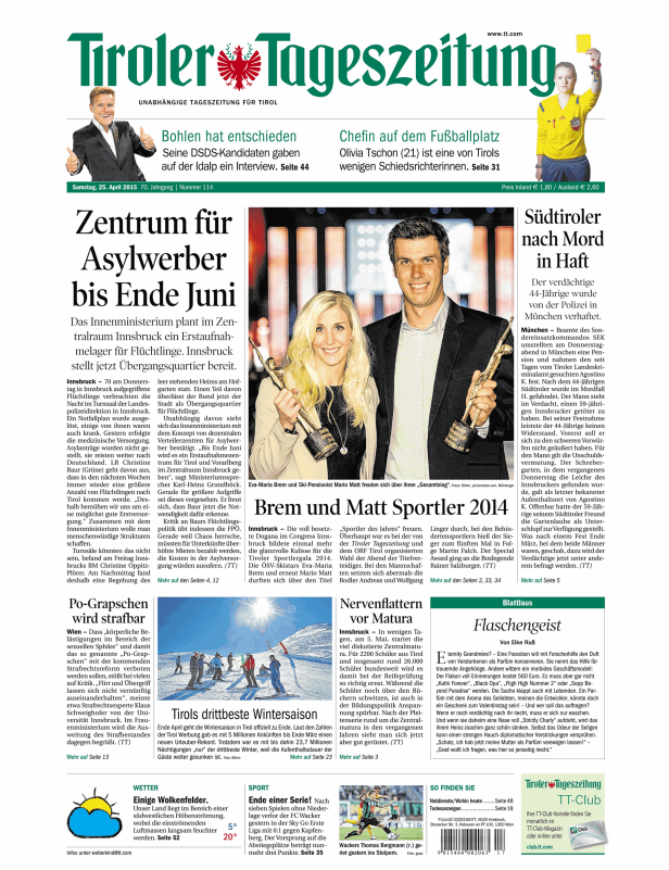 Titelseiten vom 25.04.2015