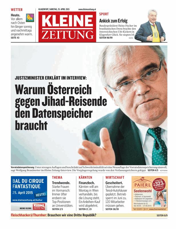 Titelseiten vom 25.04.2015