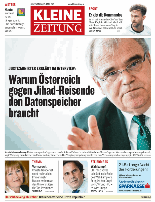 Titelseiten vom 25.04.2015