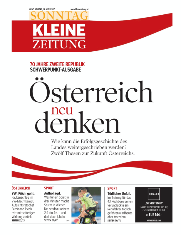 Titelseiten vom 26.04.2015