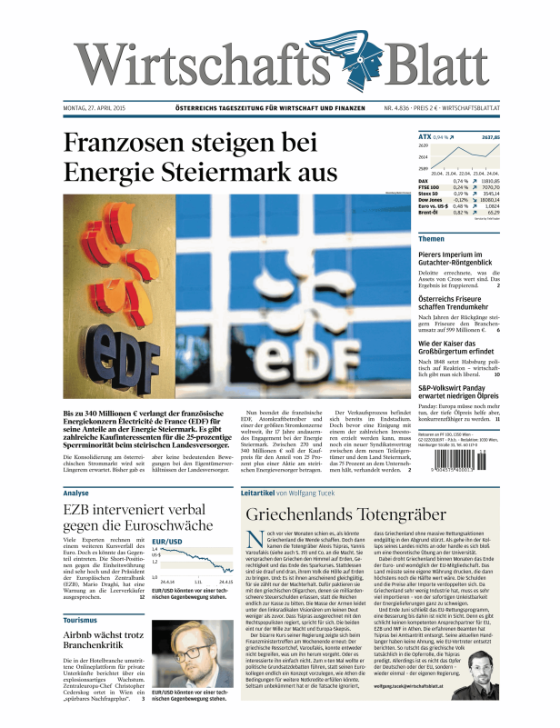 Titelseiten vom 27.04.2015