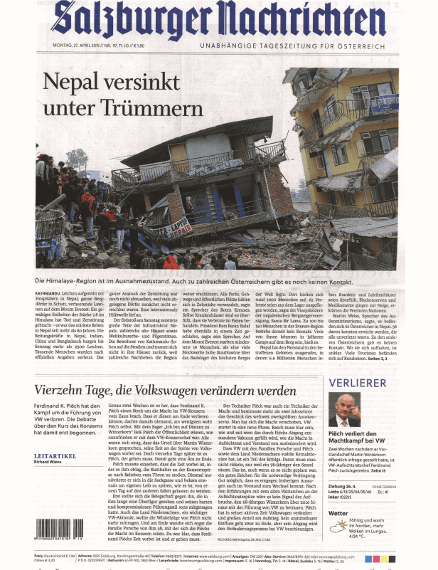 Titelseiten vom 27.04.2015
