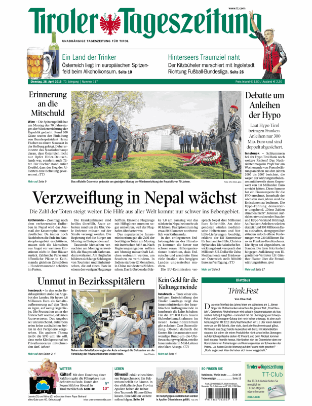 Titelseiten vom 28.04.2015