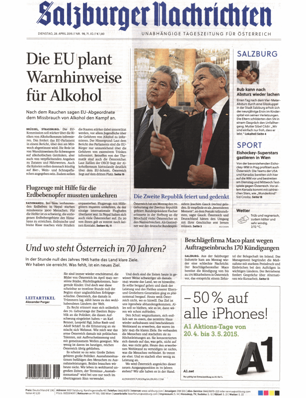 Titelseiten vom 28.04.2015