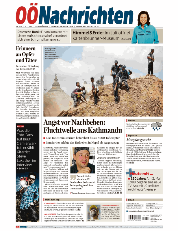 Titelseiten vom 28.04.2015