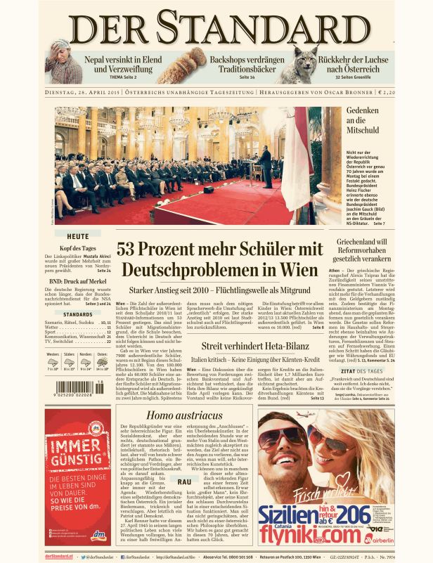 Titelseiten vom 28.04.2015