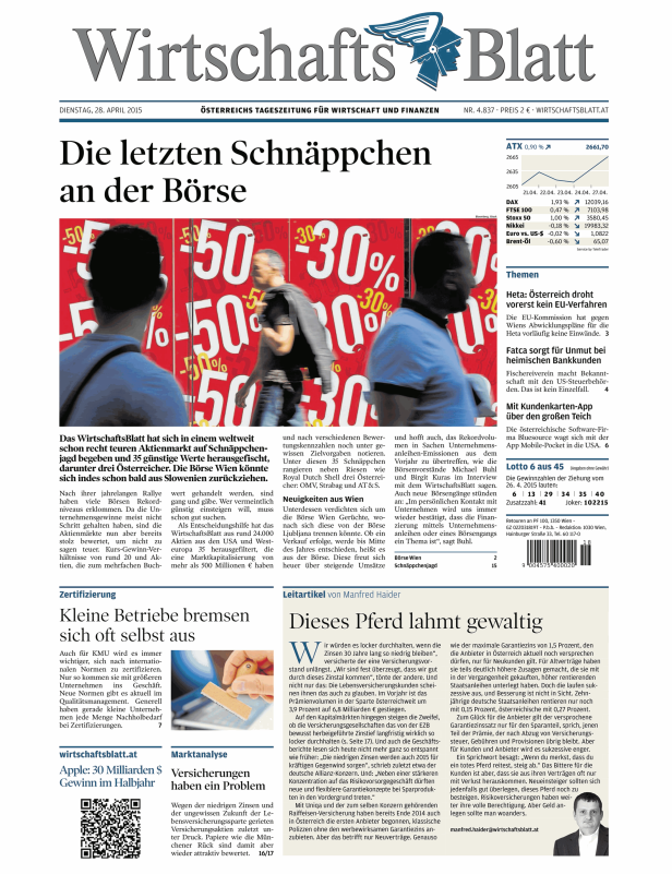 Titelseiten vom 28.04.2015