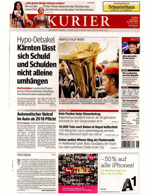 Titelseiten vom 29.04.2015