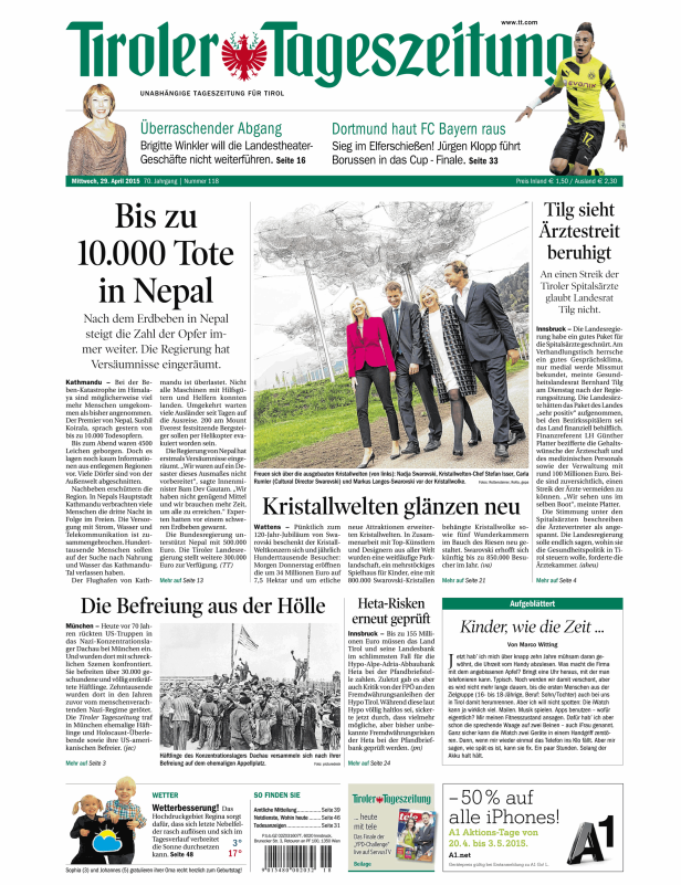 Titelseiten vom 29.04.2015
