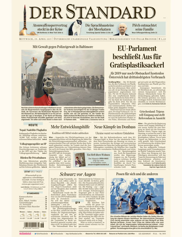 Titelseiten vom 29.04.2015