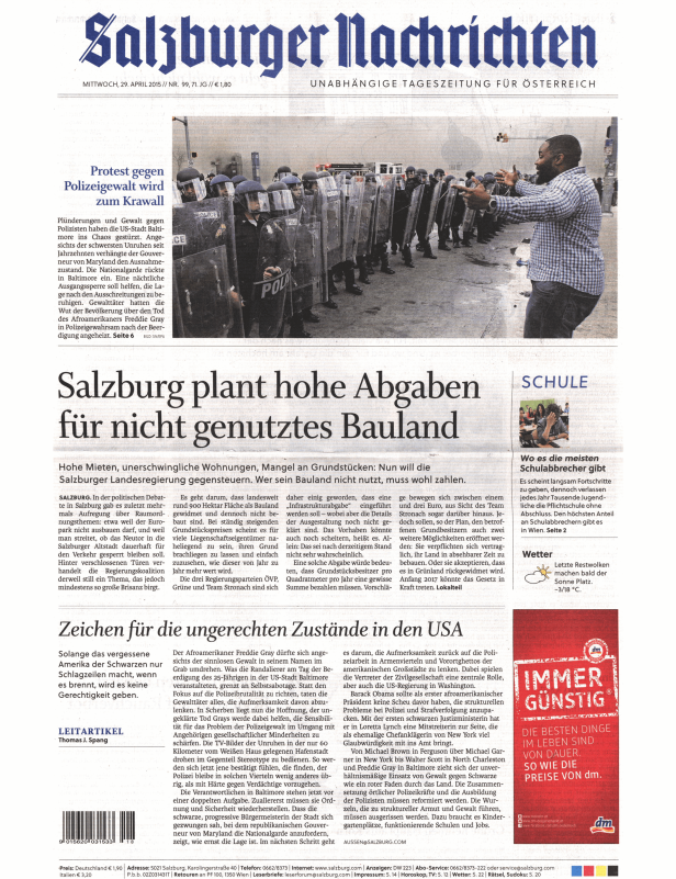 Titelseiten vom 29.04.2015