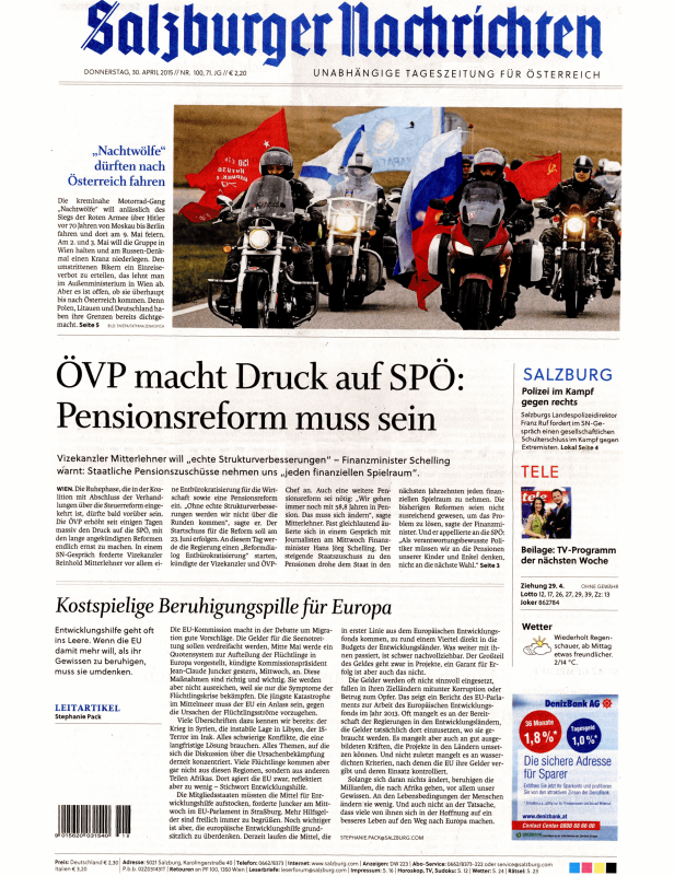Titelseiten vom 30.04.2015