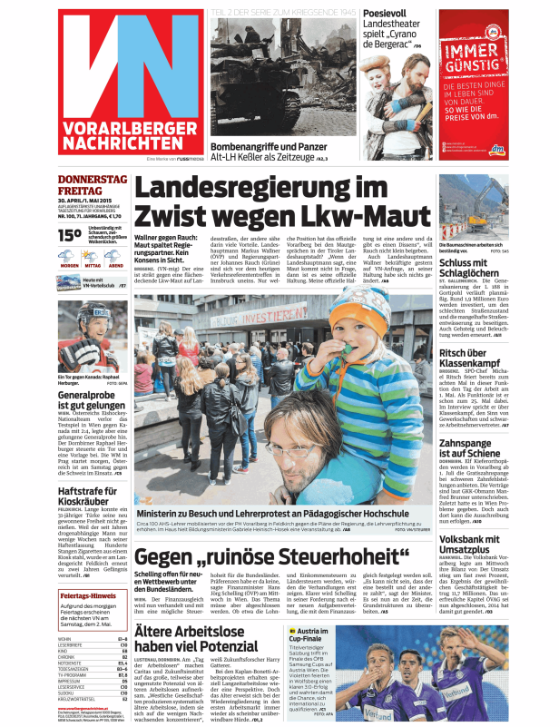 Titelseiten vom 30.04.2015