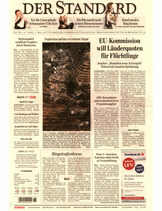 Titelseiten vom 30.04.2015